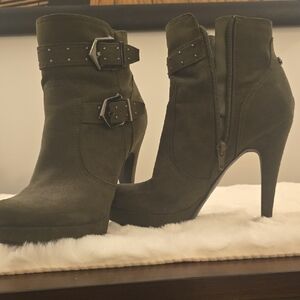 Guess Olive Heeled Ankle Boots with Buckle Detail